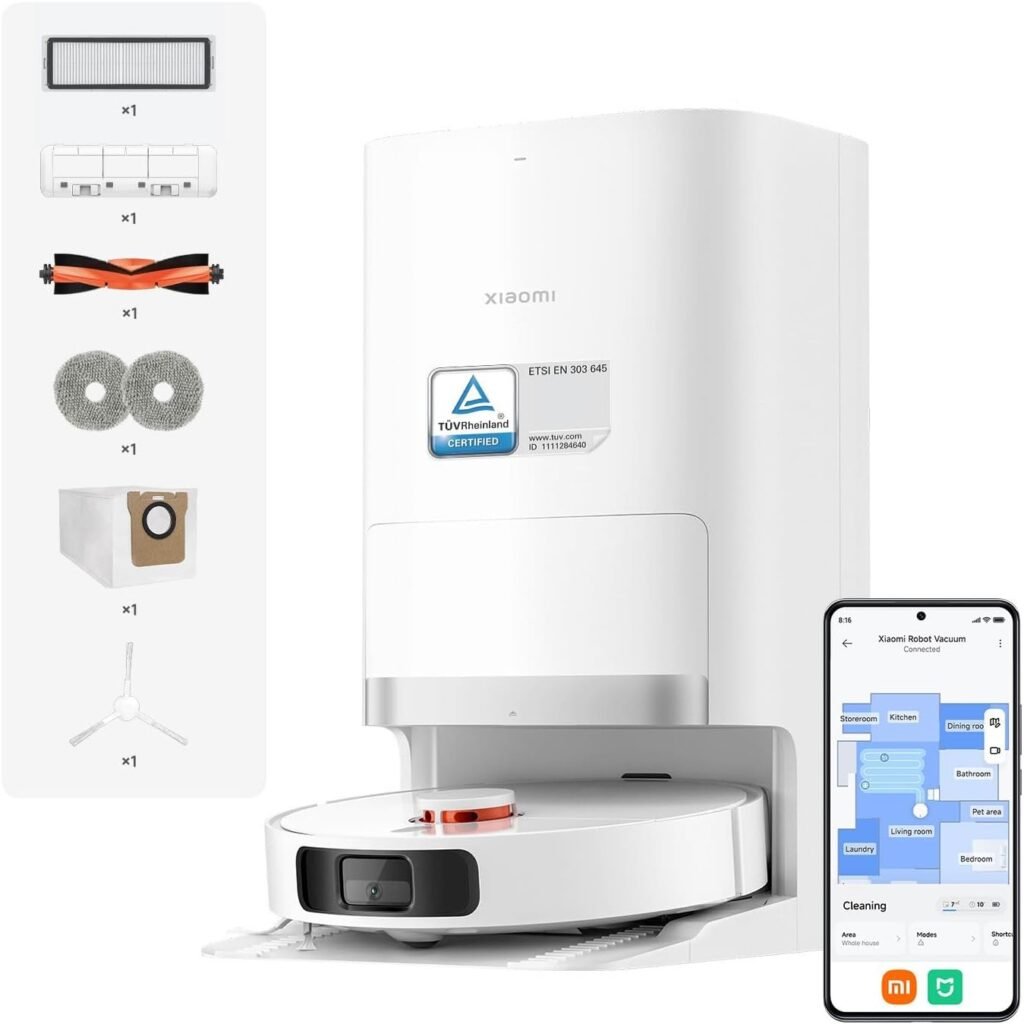 XIAOMI Robot Vacuum X20+ - Robot Vacuum Cleaner and Floor Mop with Intelligent Laser Navigation System (LDS), 6000 Pa Suction, White (ES Version)