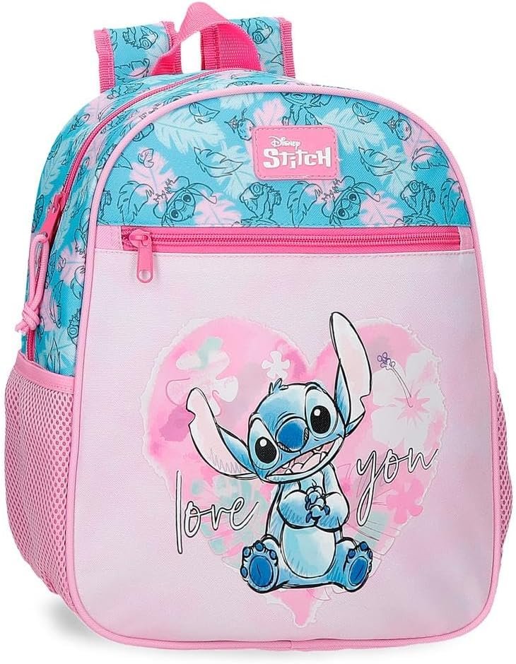 Disney Heart Stitch Children's Backpack, School Bag, Made of Polyester, Side Pockets, Adjustable Wide Straps, Top Handle for Hanging, Magic Fix System.