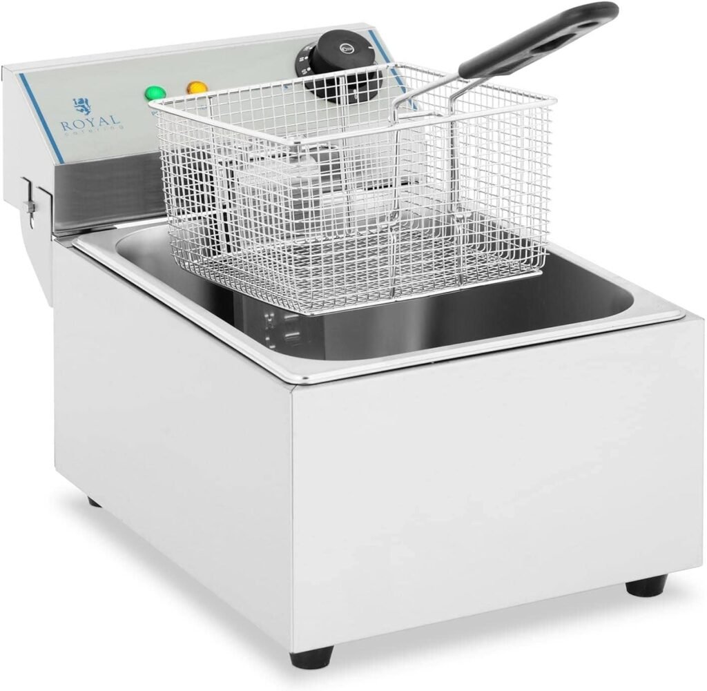 Royal Catering Rcef-10Ey-Eco Professional Electric Fryer (10 Litres, 3,200 W, 230 V, Stainless Steel)