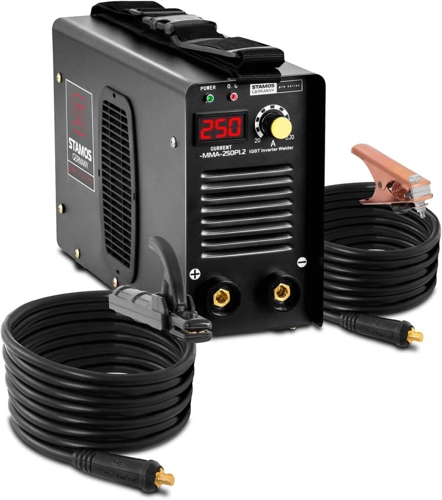 Stamos Germany Welding Equipment MMA Electrode (250 A, Cables 8 m, Hot Start, IGBT Inverter Electrodes, up to Ø4 mm) PRO