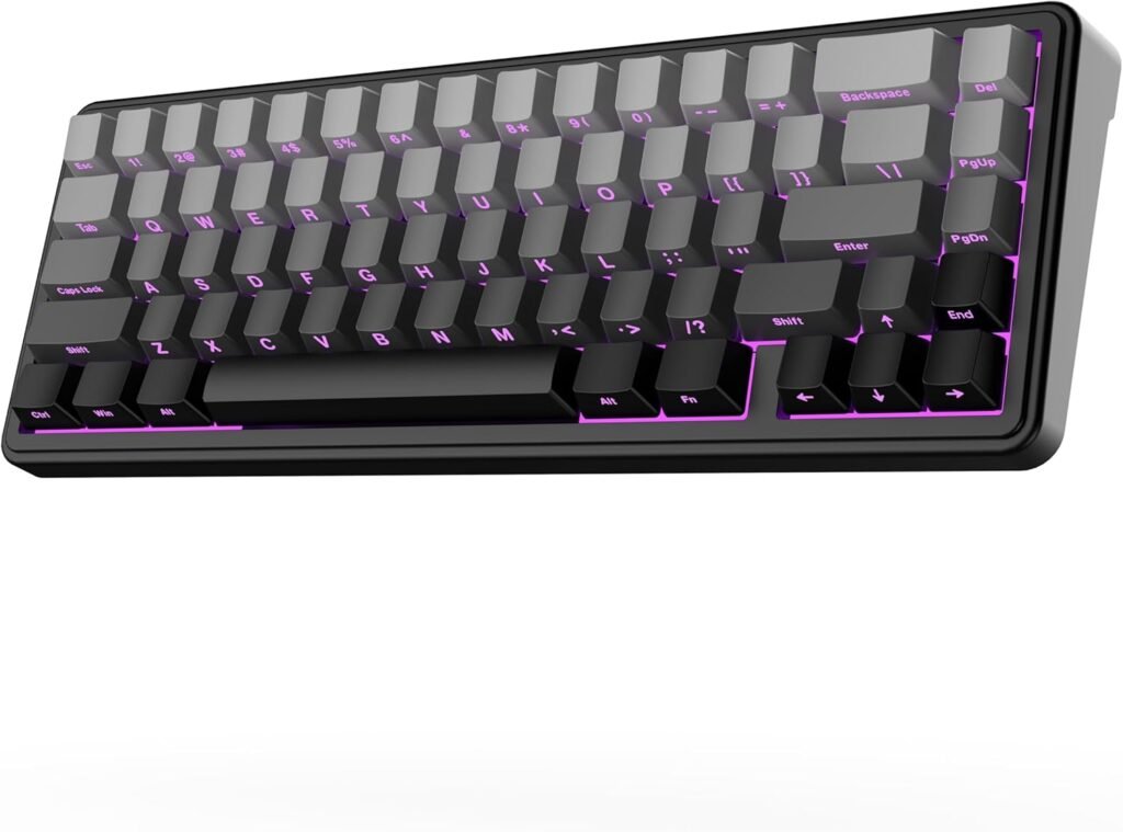 EPOMAKER x Aula F65 Wireless Mechanical Gaming Keyboard, Hot Swappable Custom Keyboard with RGB, Bluetooth/2.4GHz/Cable, Gasket, Lubricated Linear Switches (Ombre Black, Reaper Switch)