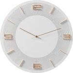 Kare Design Leonardo Wall Clock, White-Gold, 49 cm Diameter, Large, Modern, Analogue, Living Room Decoration, Home Office, Batteries Not Included, 49 x 49 x 5 cm (A/A/F)