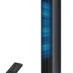 Dreo 20dB Silent Standing Fan, Tower Fans with Speed of 7.6m/s, 4 Speeds, 90° Rotation, 8 Hour Timer, LED Display and Remote Control Included. Black