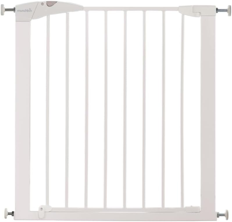 Munchkin Child Safety Fence, Stair Gate for Babies and Toddlers, Easy Assembly Fence Without Screws, Baby Safety Gate, Metal Fence, 76-82 cm, White