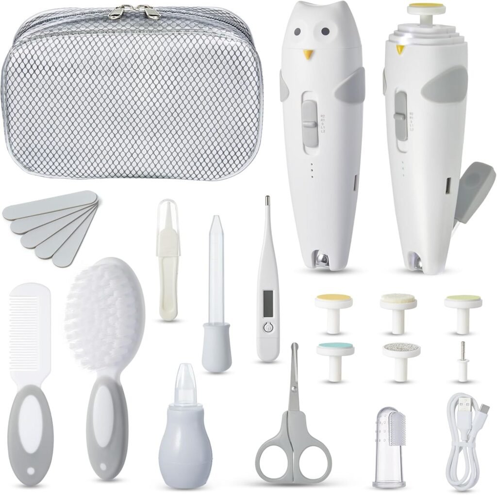 Lictin Baby Care Set-26 in 1 Rechargeable Electric Baby Nail Clipper Set, Baby Nail File with Automatic Lighting, Portable Baby Grooming Kit, Great Gift Idea