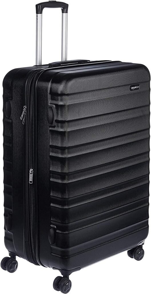 Amazon Basics - Rigid rotating travel case, Black/White, 1 piece