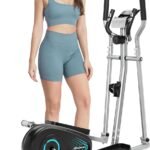 Dripex Eliptica para Casa, Bicicleta Elíptica Silenciosa con Volante de Inercia 6 kg, 16 Niveles de Resistencia Ajustables, Sensor de Pulso y Pantalla LCD, Elíptica de Fitness Cardio