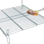 Algon | Barbecue Grill 50 x 50 Large Double, Stainless Steel Zinc Plated Grey Metal with Safety Lock - Ideal Grill for Roasting Meats and Vegetables Strong and Durable for Outdoor