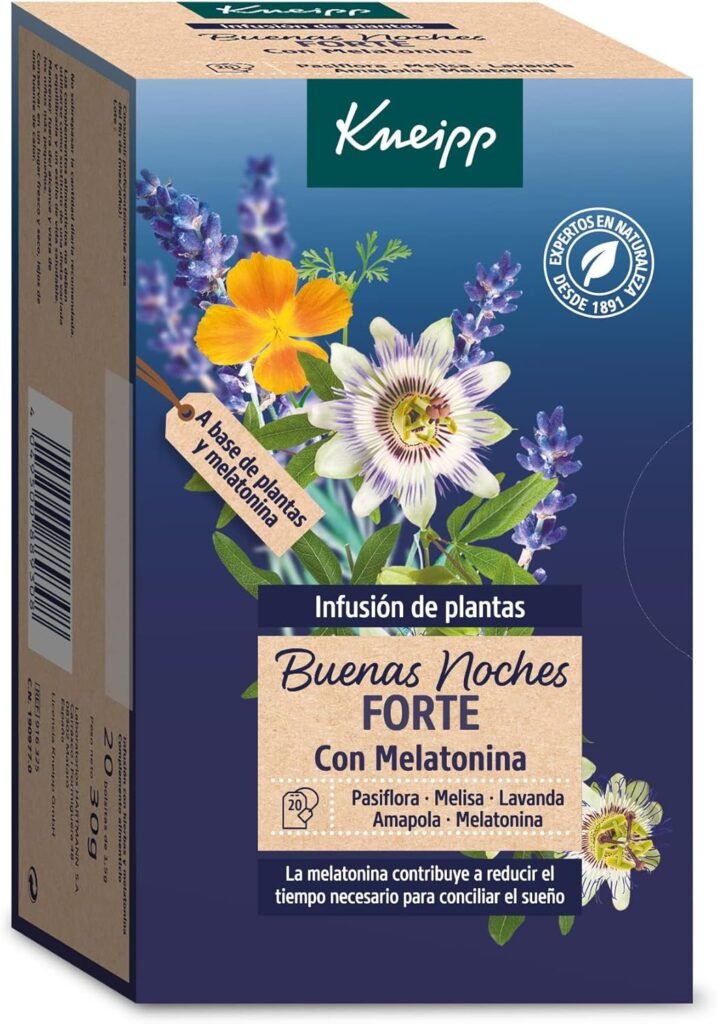 Kneipp Good Night Forte Infusion, Natural Tranquilizer, Melatonin, Passionflower & Lavender Infusion, Helps Reduce Time to Fall Asleep, 20 Sachets (1.5 g)