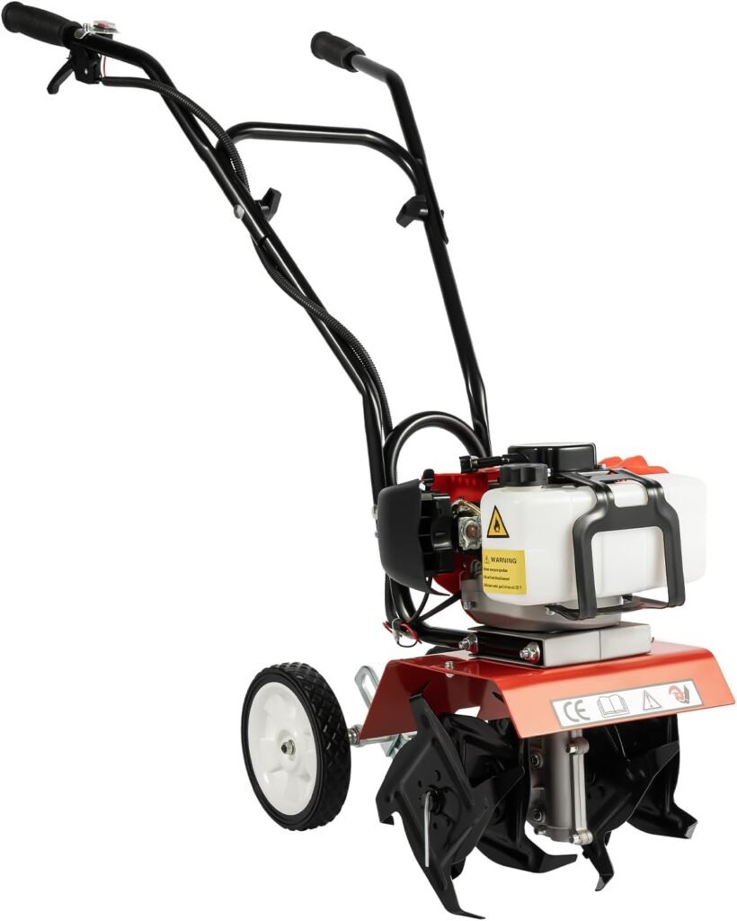 DIFU Garden Petrol Scooter 52 cc Cultivator 1900 W 2-Stroke Petrol Engine Working Width 300 mm Working Depth 120 mm 4 Spines with 4 Steel Knives