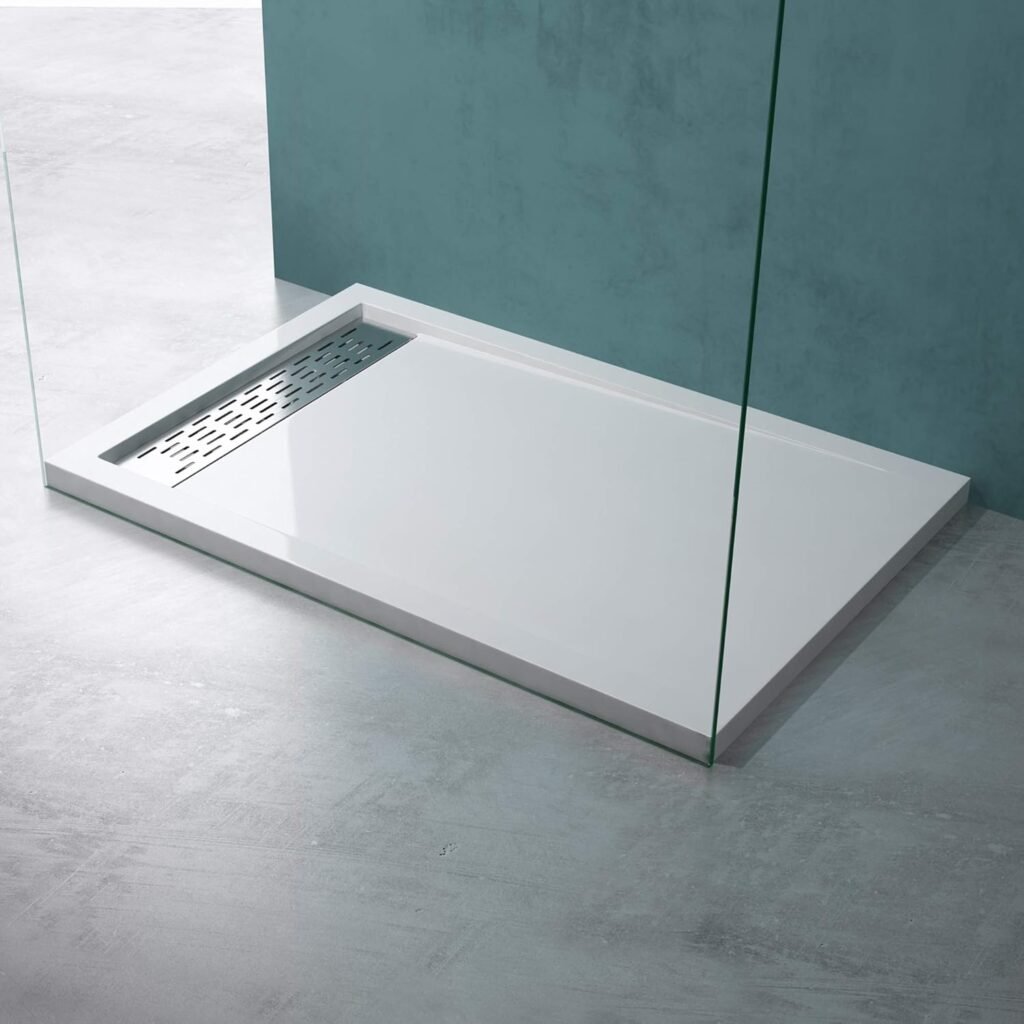 Mai & Mai Rectangular Shower Tray 80x120 cm White | Modern Design Acrylic | Height 5 cm | Non-Slip | Xetro04