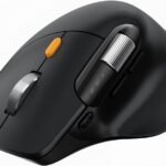 ProtoArc Raton Ergonomico con Desplazamiento Ultrarrápido, EM25 Raton Inalambrico Bluetooth con 3 Puertos de Dispositivo, Desplazamiento Lateral,Botón Programable, Recargable, 8K DPI - Negro