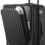 LEVEL8 Expandable Cabin Suitcase ABS+PC Hand Luggage Trolley Rigid Lightweight Travel Suitcases with 4 Double Wheels 360º Swivel and TSA Lock, 55x37x25CM, 42L, Black